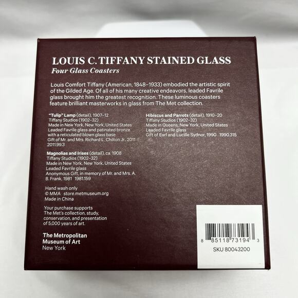 The Met Louis C. Tiffany Stained Glass Luminous Coasters Set of 4 - Picture 6 of 8